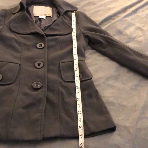 Refuge Charcoal Gray Jacket Juniors Size Small Knit Button Front Belted Back - Picture 7 of 9